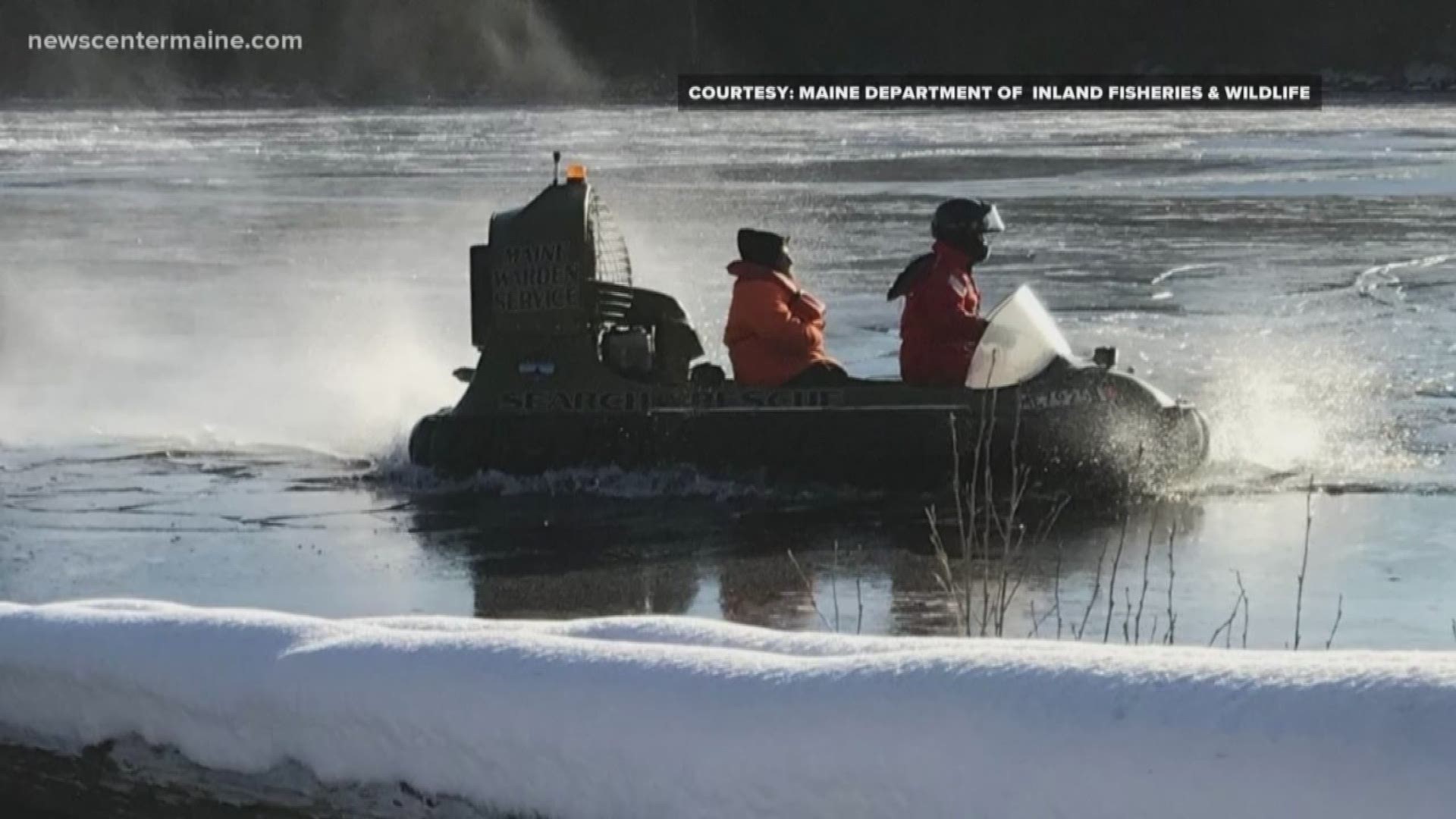 Maine Game Wardens had to use a hovercraft to rescue Hunter Cote, age 18, and his uncle, Jason Hartley, age 42, both of Millinocket.