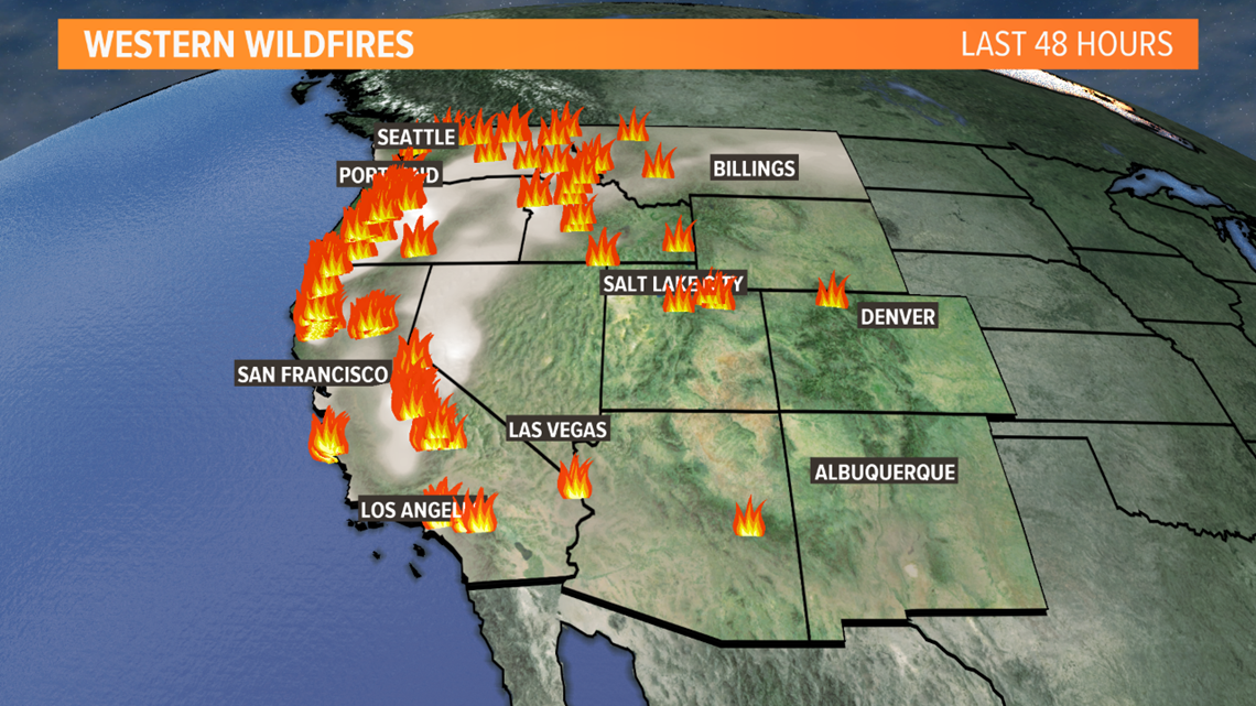 western wildfires map