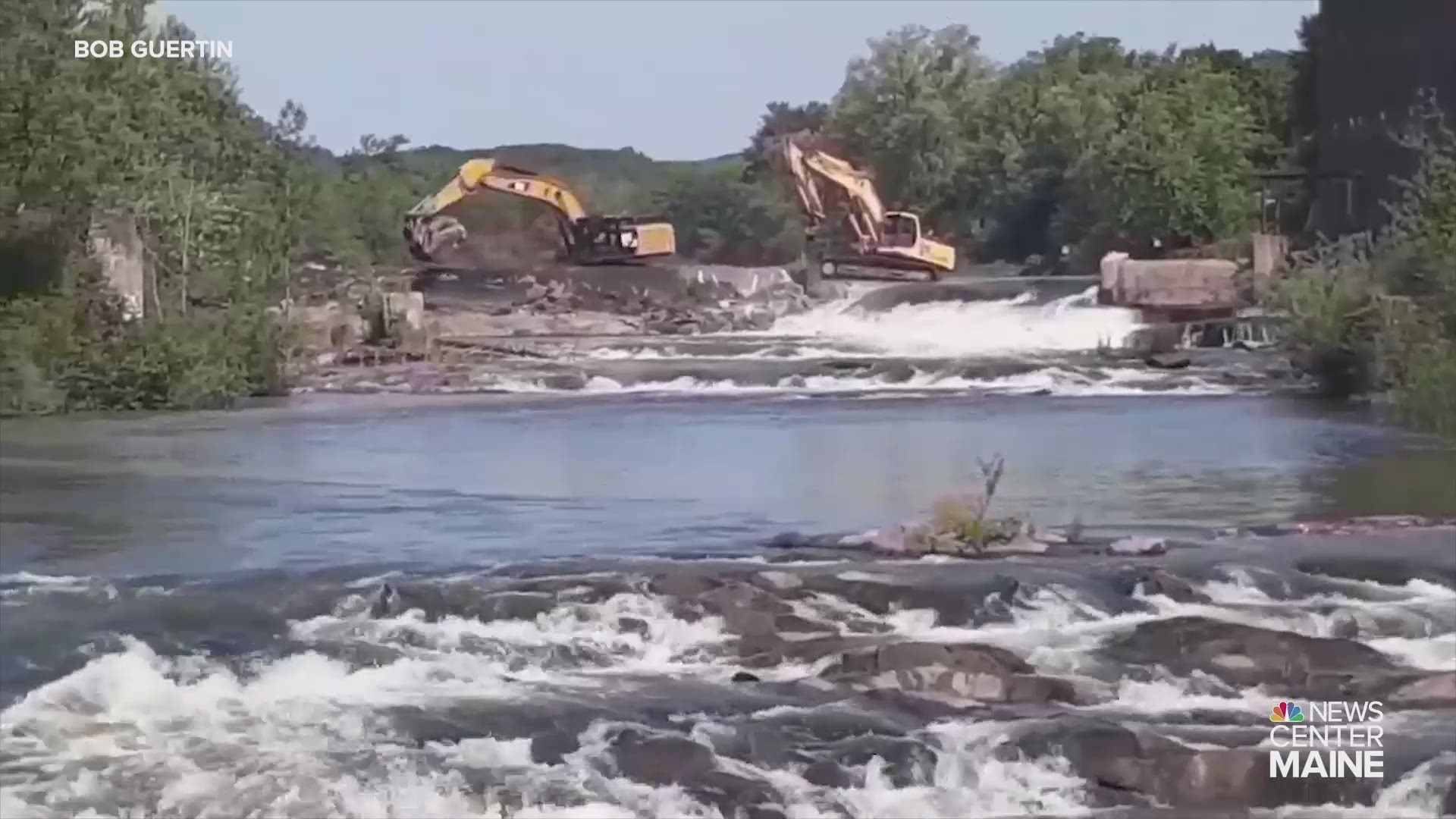 Saccarappa Falls dam demo begins in Westbrook on Presumpscot River