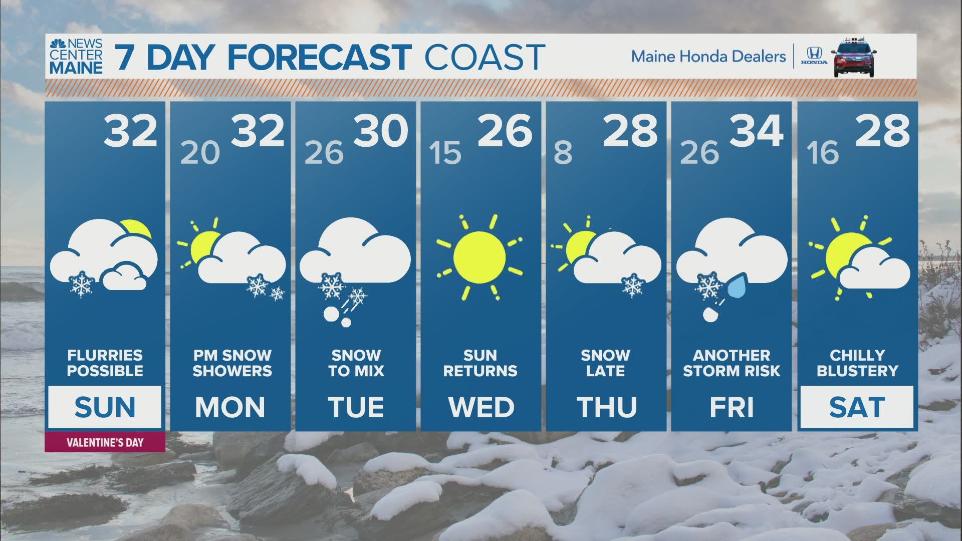 NEWS CENTER Maine Weather Video Forecast Updated 8:00am Sunday, February 14th