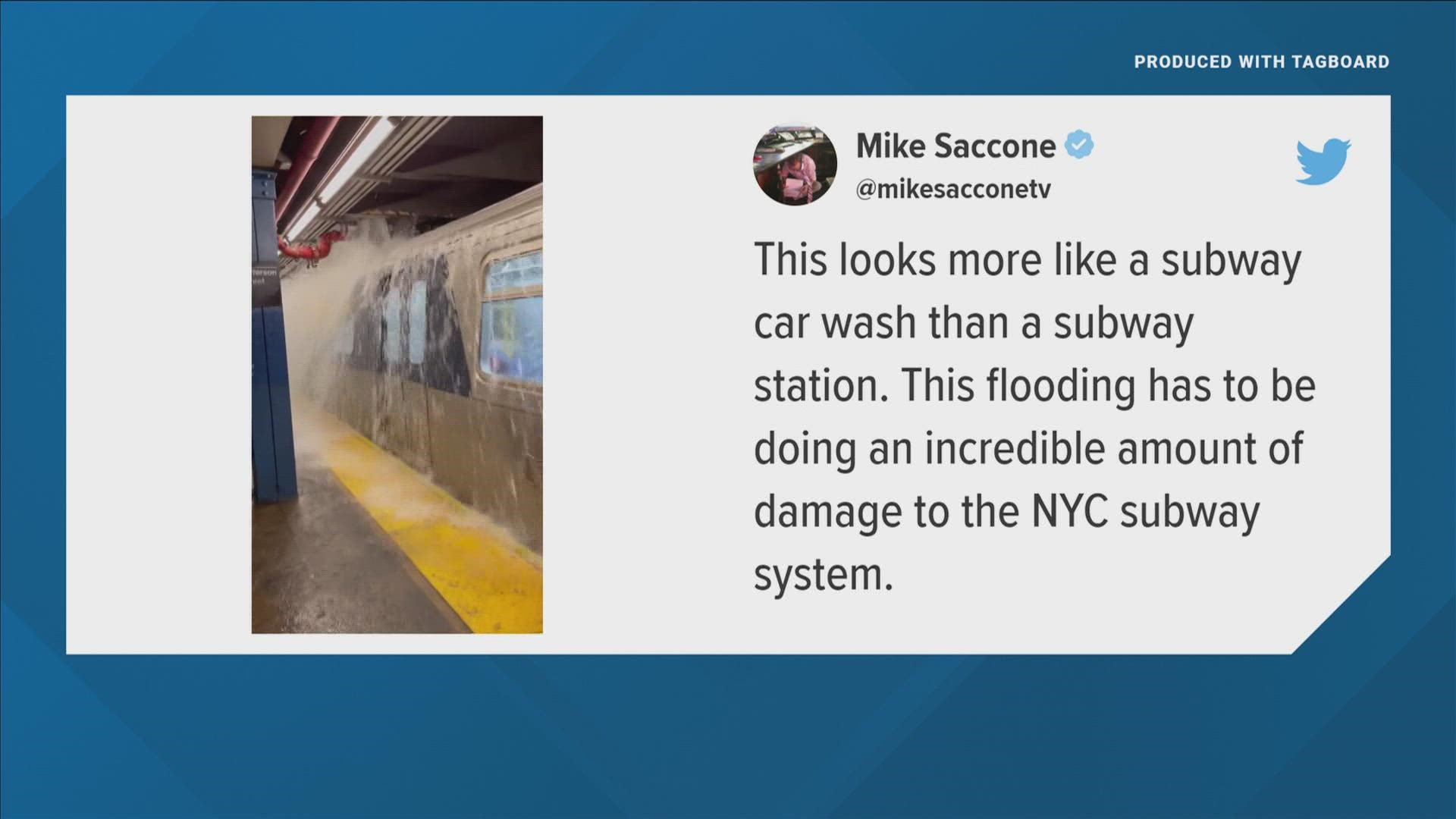 Flooding in New York City. The picture on the left is Central