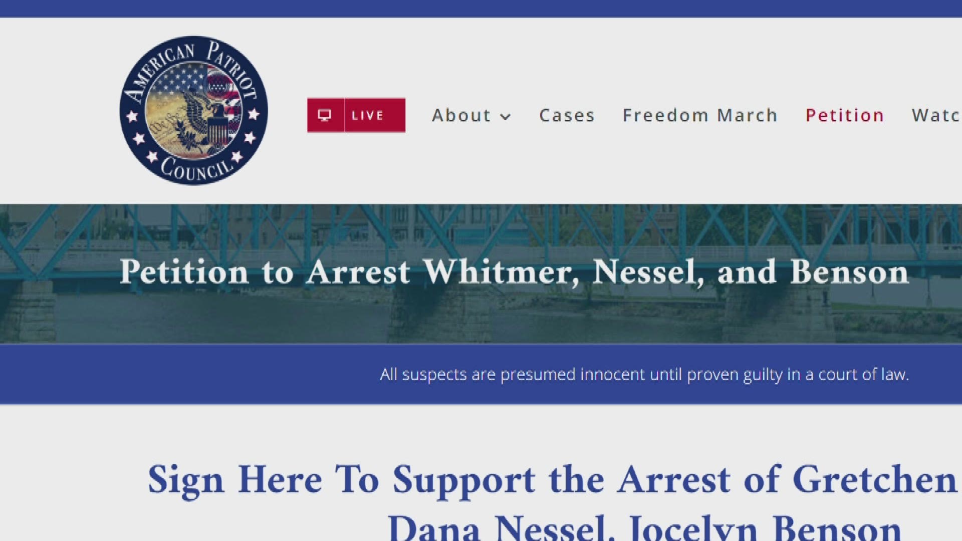 The American Patriot Council is an organization that is advocating for the arrest of several governors - alleging that they have violated the Constitution.