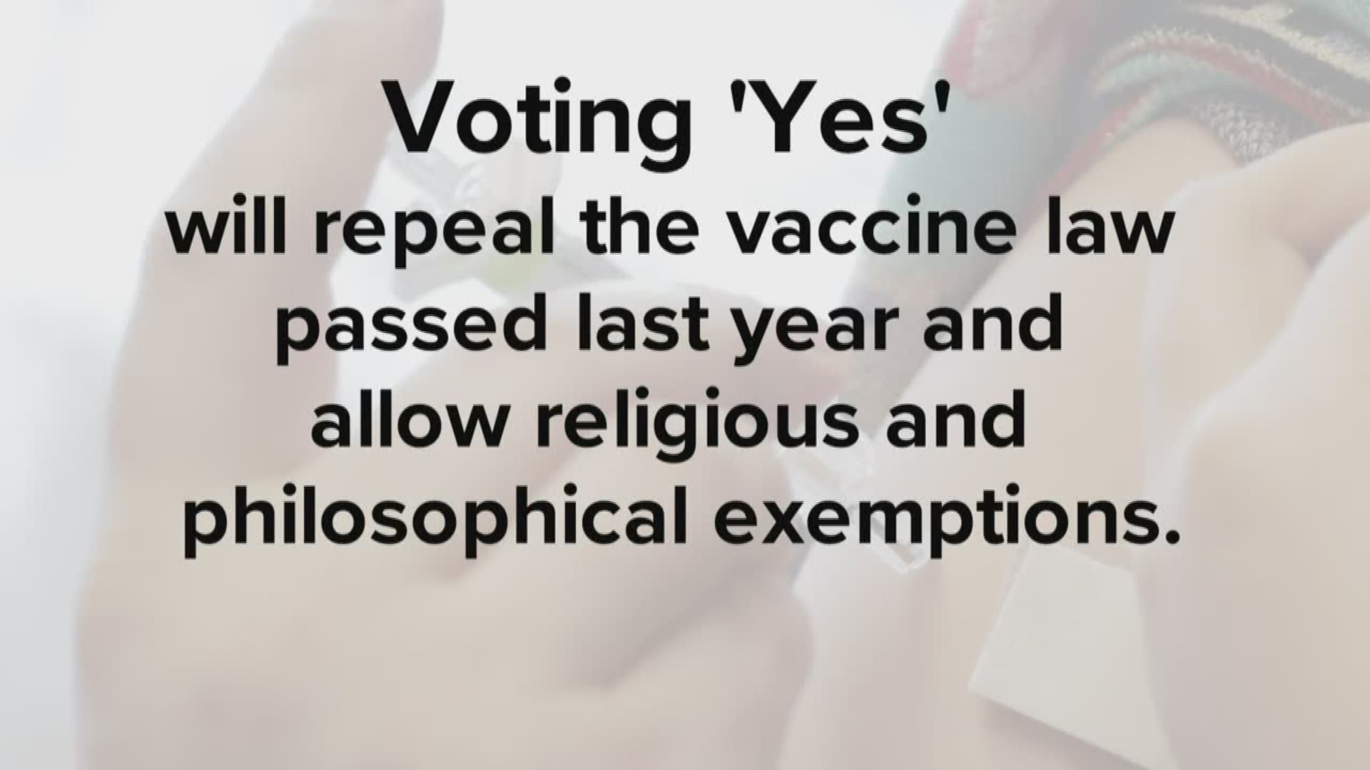 Question 1 is a vaccine referendum to overturn a law passed last year.