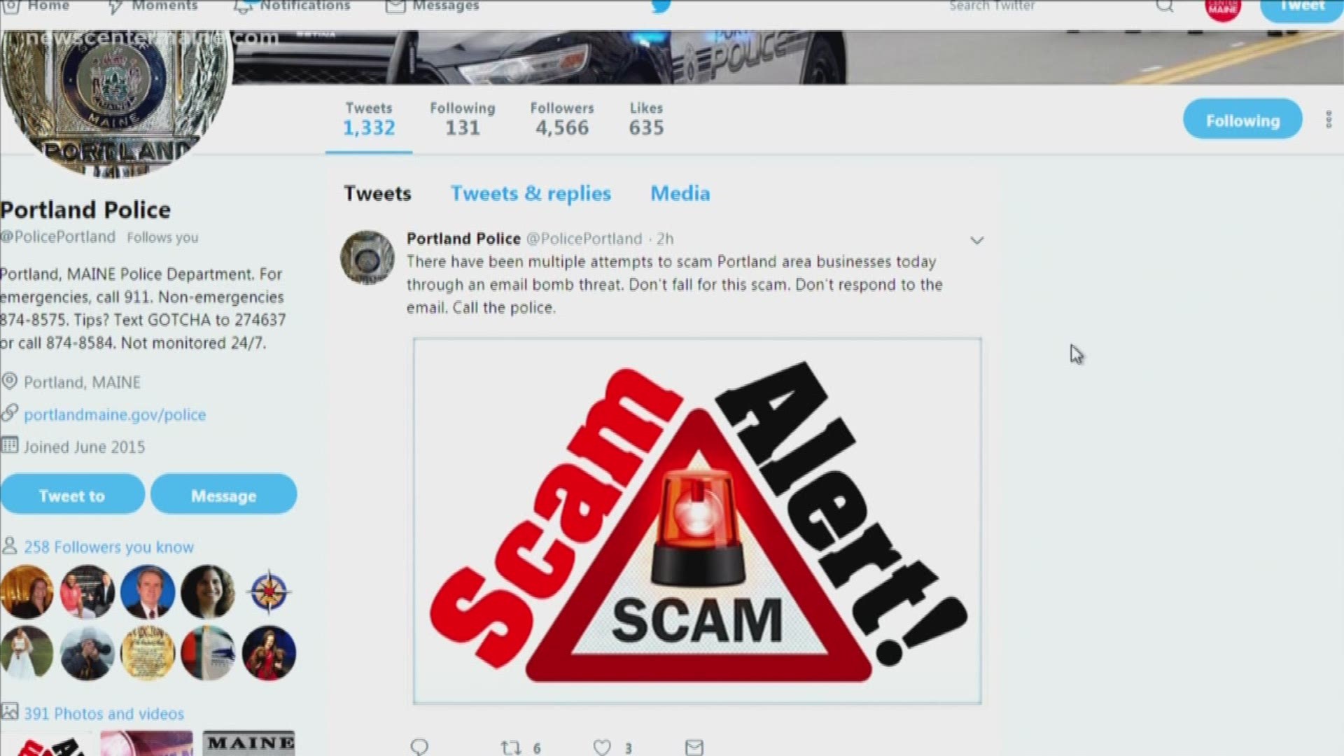 Portland police issues scam alert after reports of email bomb threat