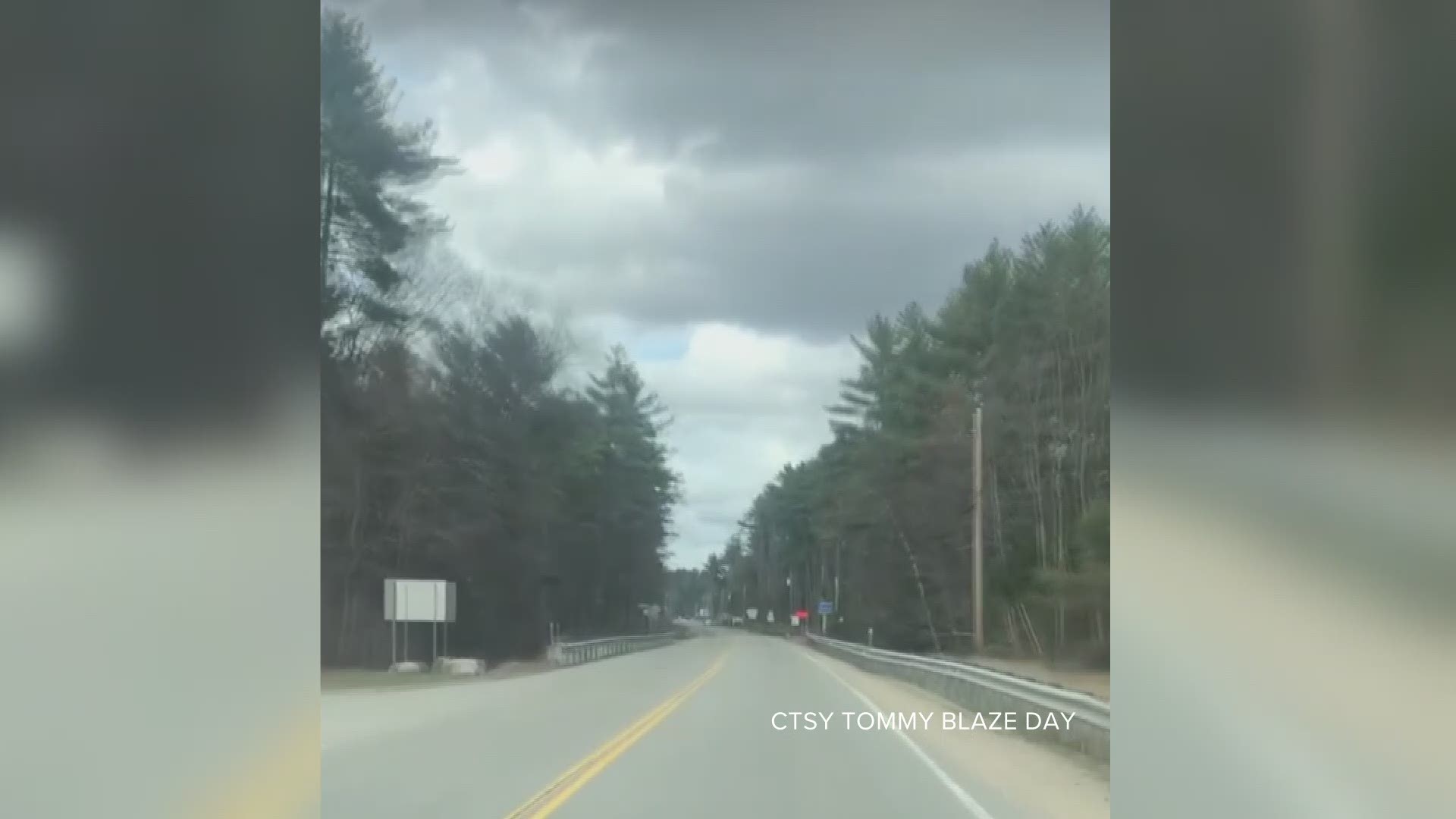 Driving on Route 302 from New Hampshire to Maine on Sunday, Tommy Blaze Day took this video of the roads as they changed.