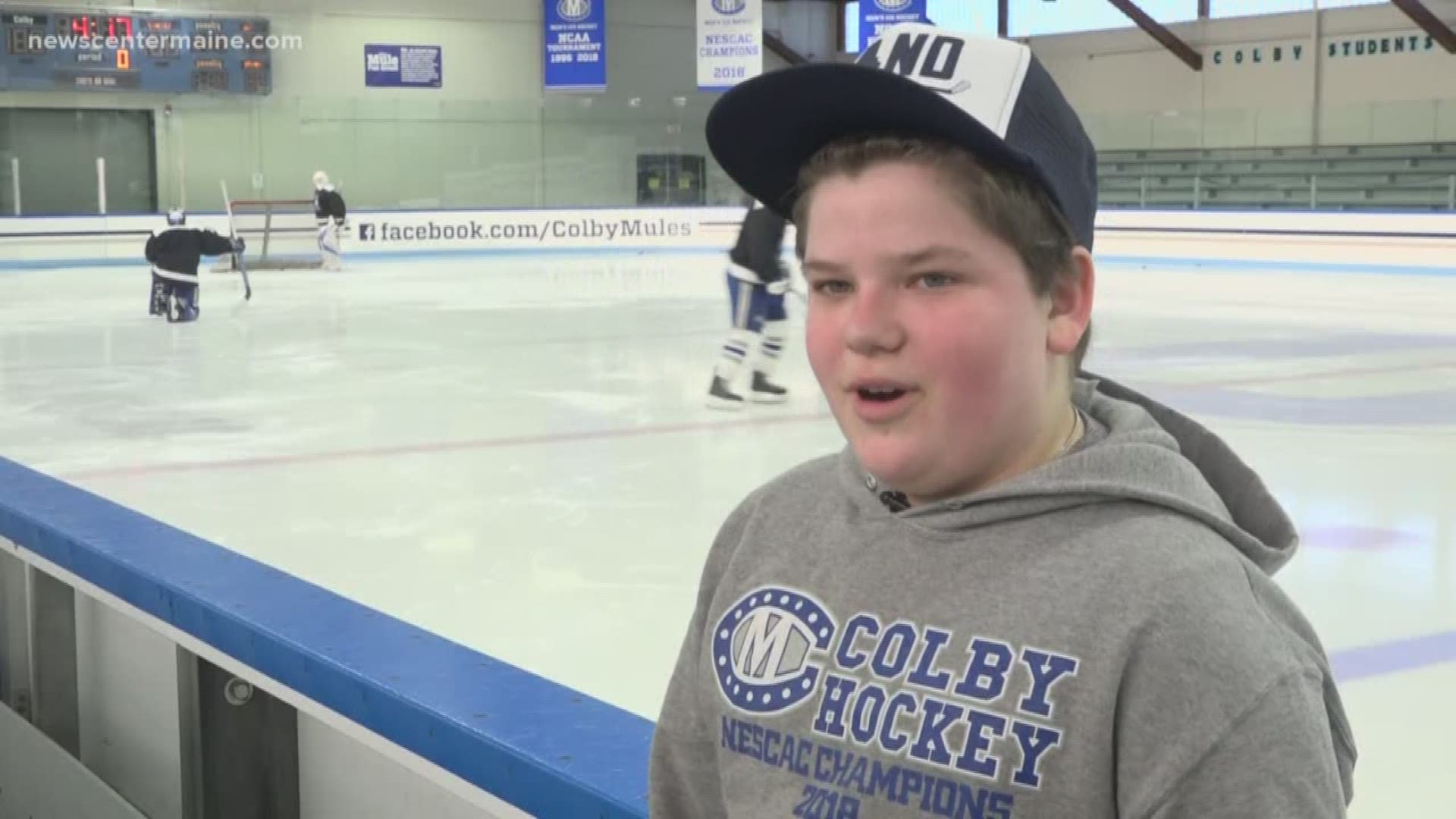 Colby College men's hockey team has tight bond with local 12-year-old boy