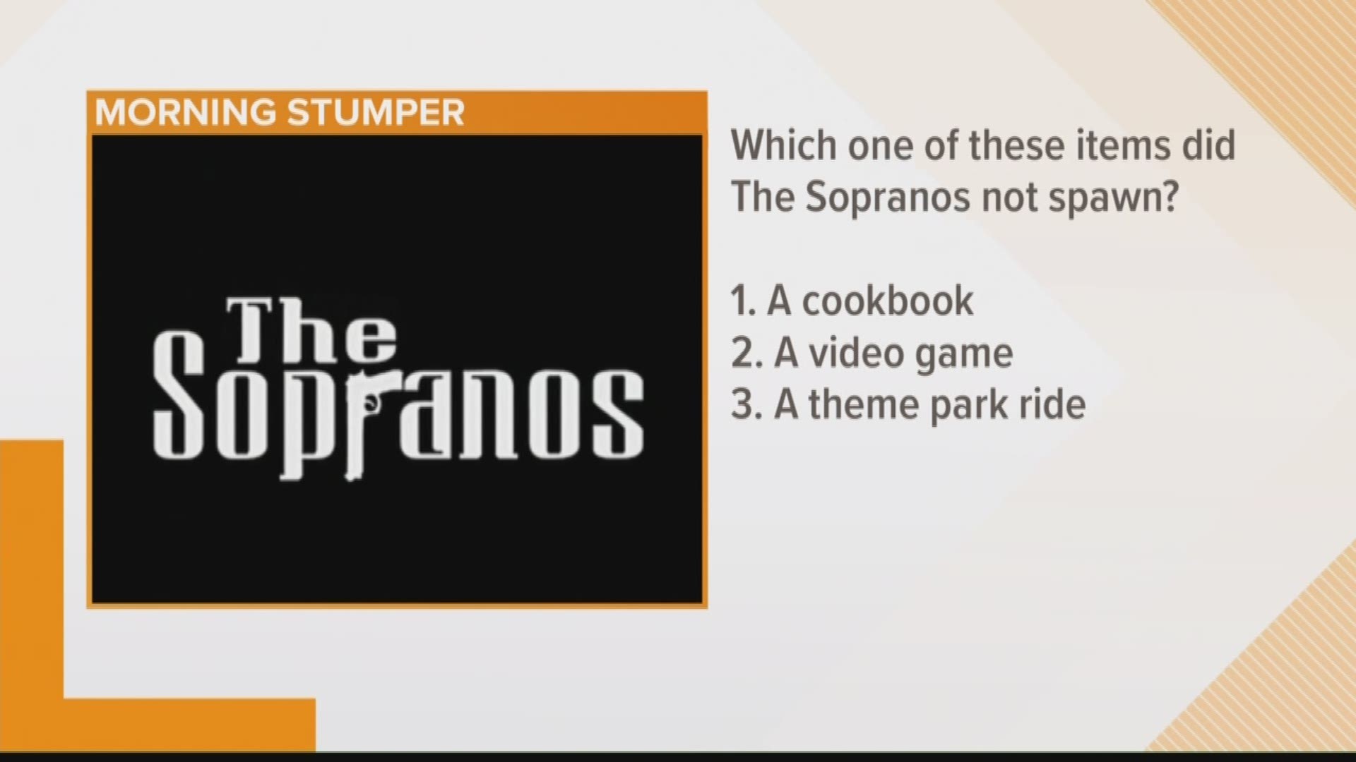 For today's stumper we asked, which one of these items did "The Sopranos" not spawn?