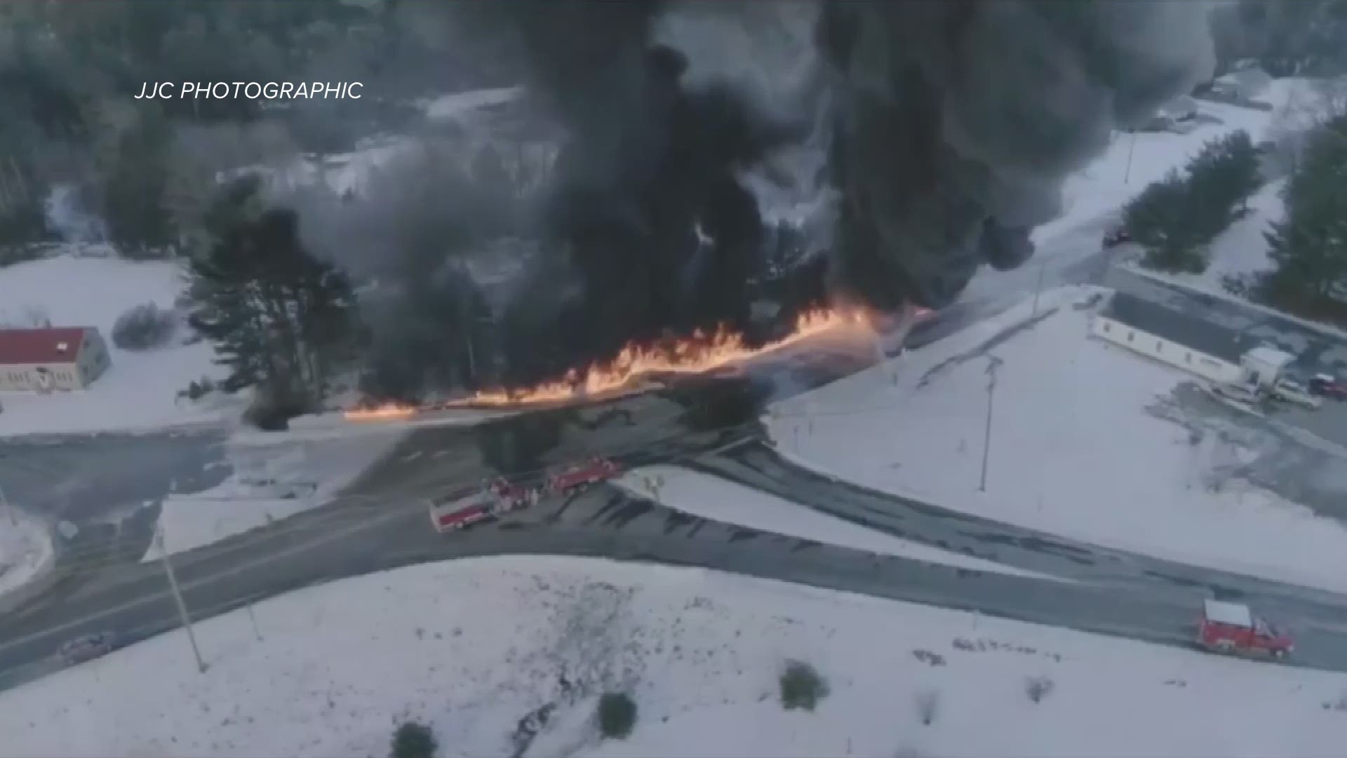 Drone footage of tanker truck crash in Belgrade