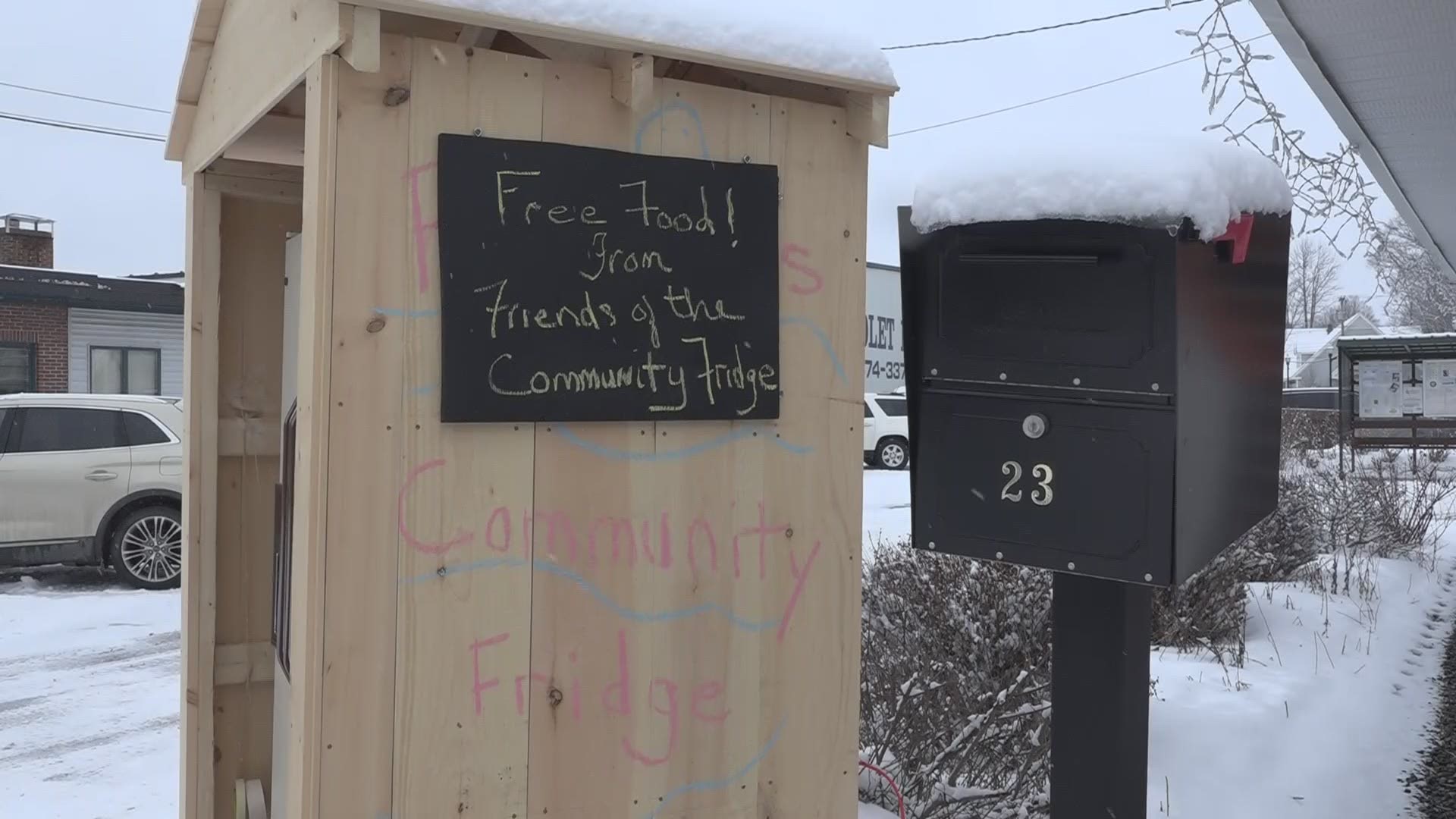 Two women in Skowhegan started a community refrigerator on Commercial Street at the town's chamber of commerce. People can donate to or take from it anonymously.