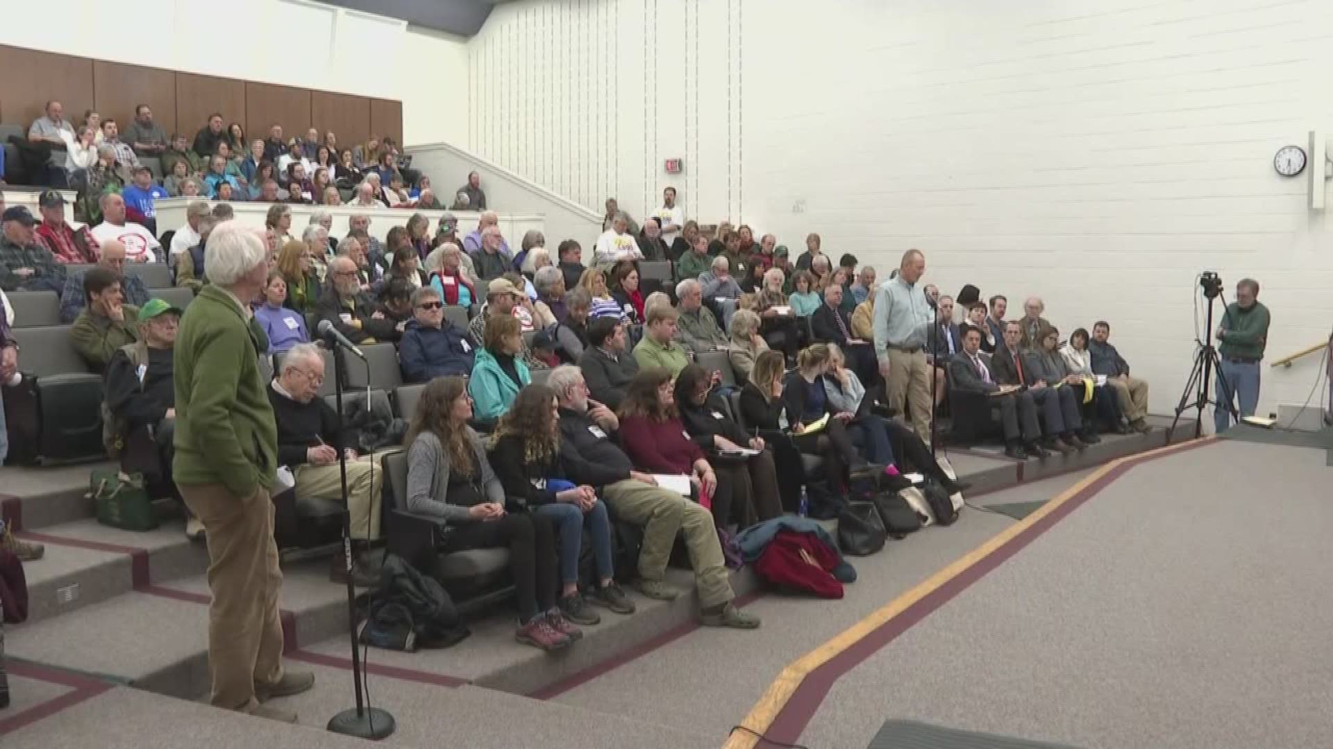 Opponents and critics of the proposed CMP power line met Tuesday in Farmington to discuss the project.