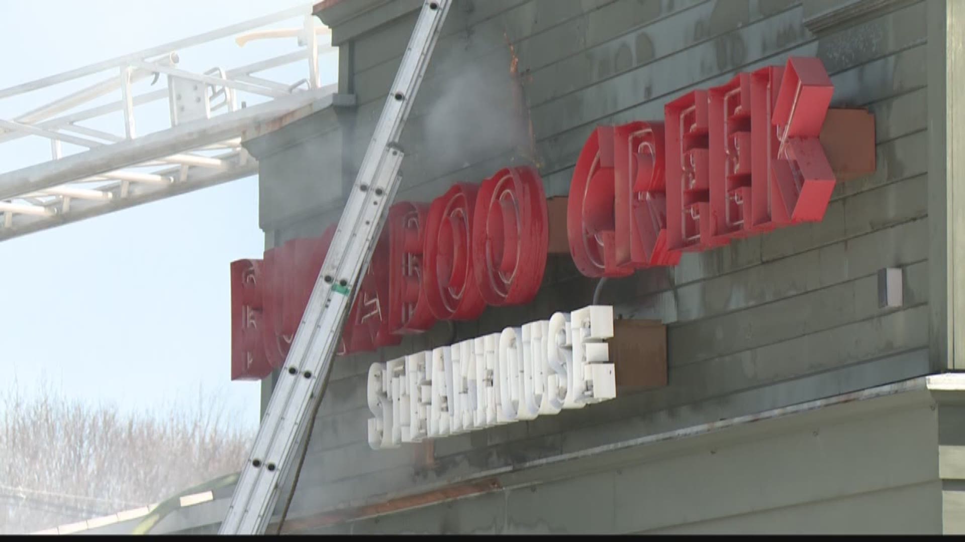Shuttered Bugaboo Creek restaurant catches on fire.