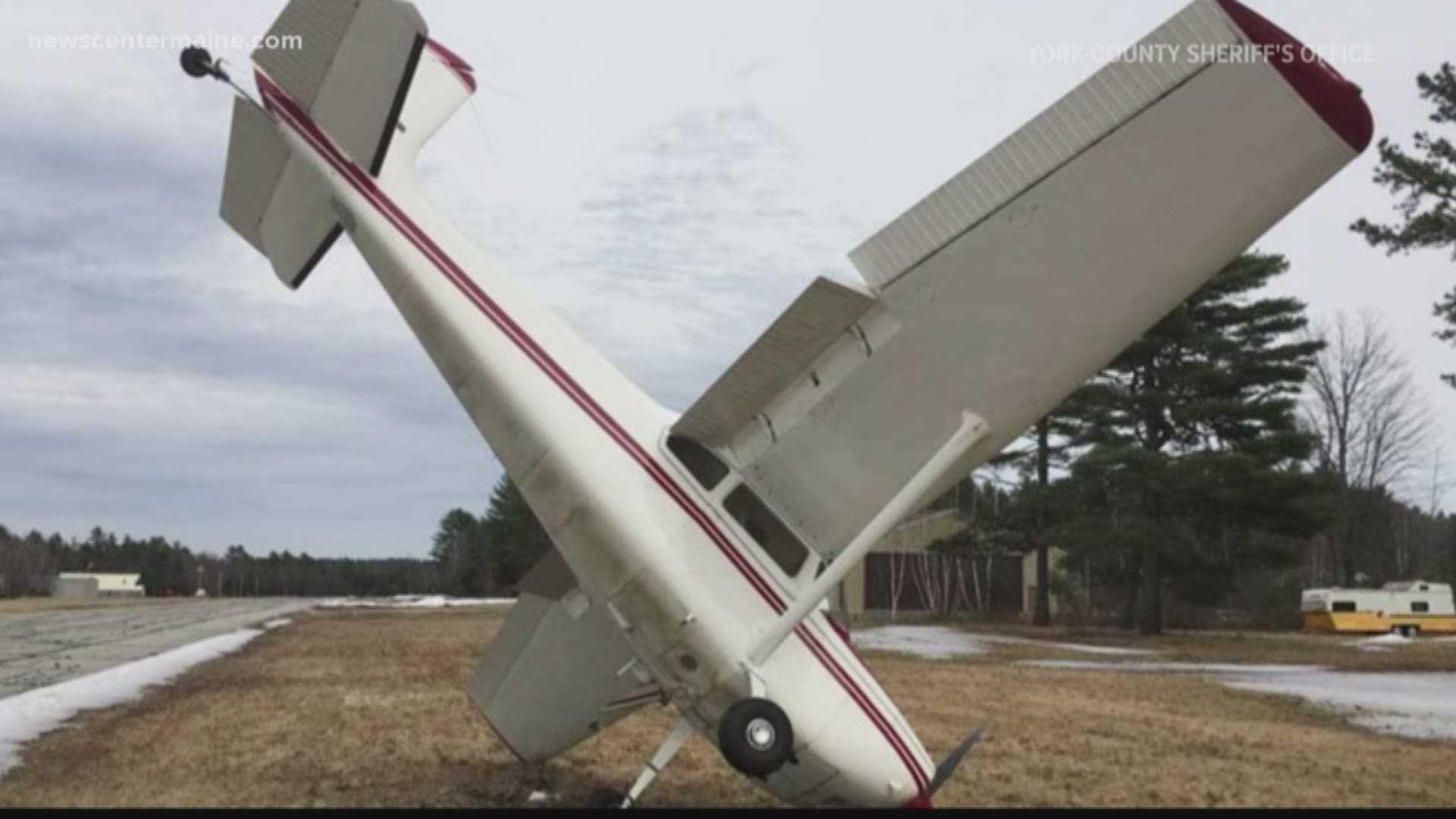 Wind in Limington caused a small plane to crash during its landing on Sunday.