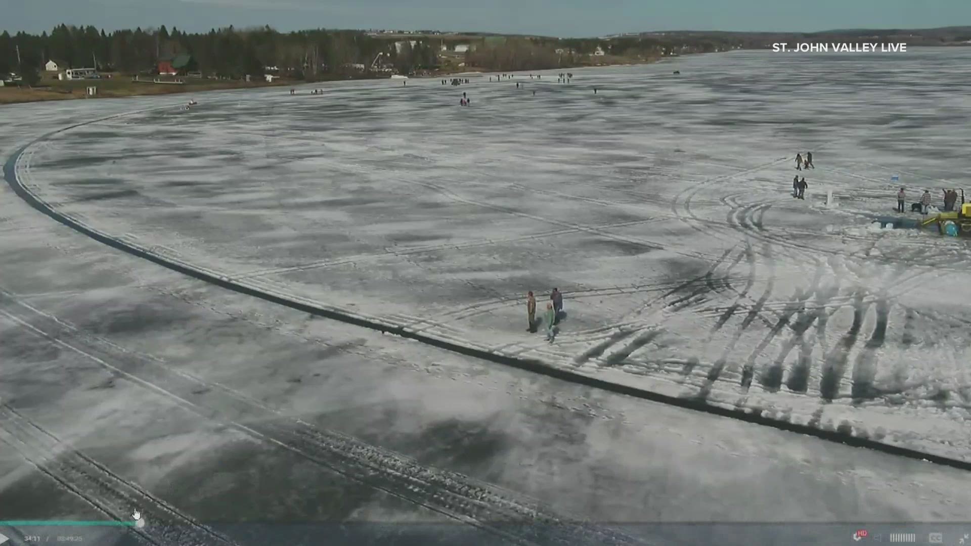 The spinning ice disk on long lake in Sinclair is one 1,234 feet wide.