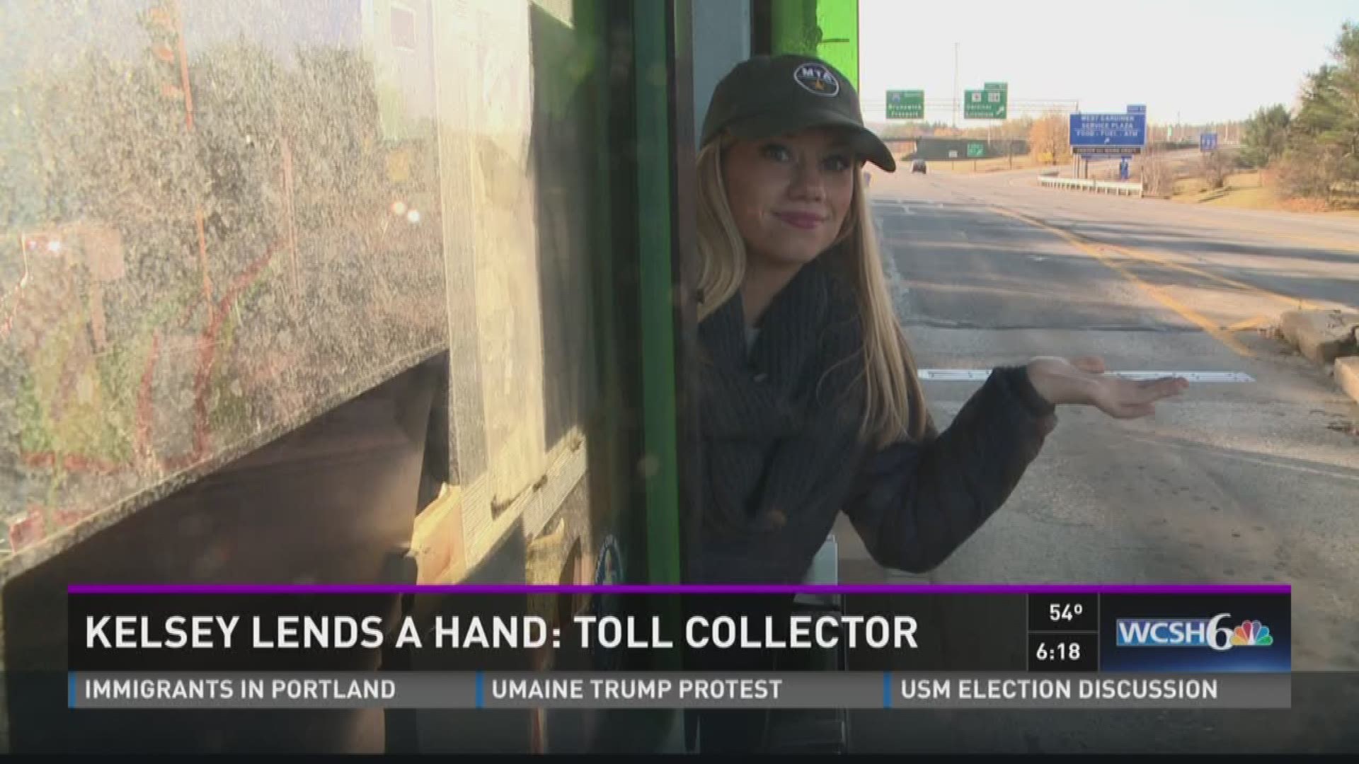 Kelsey lends a hand: Toll collector