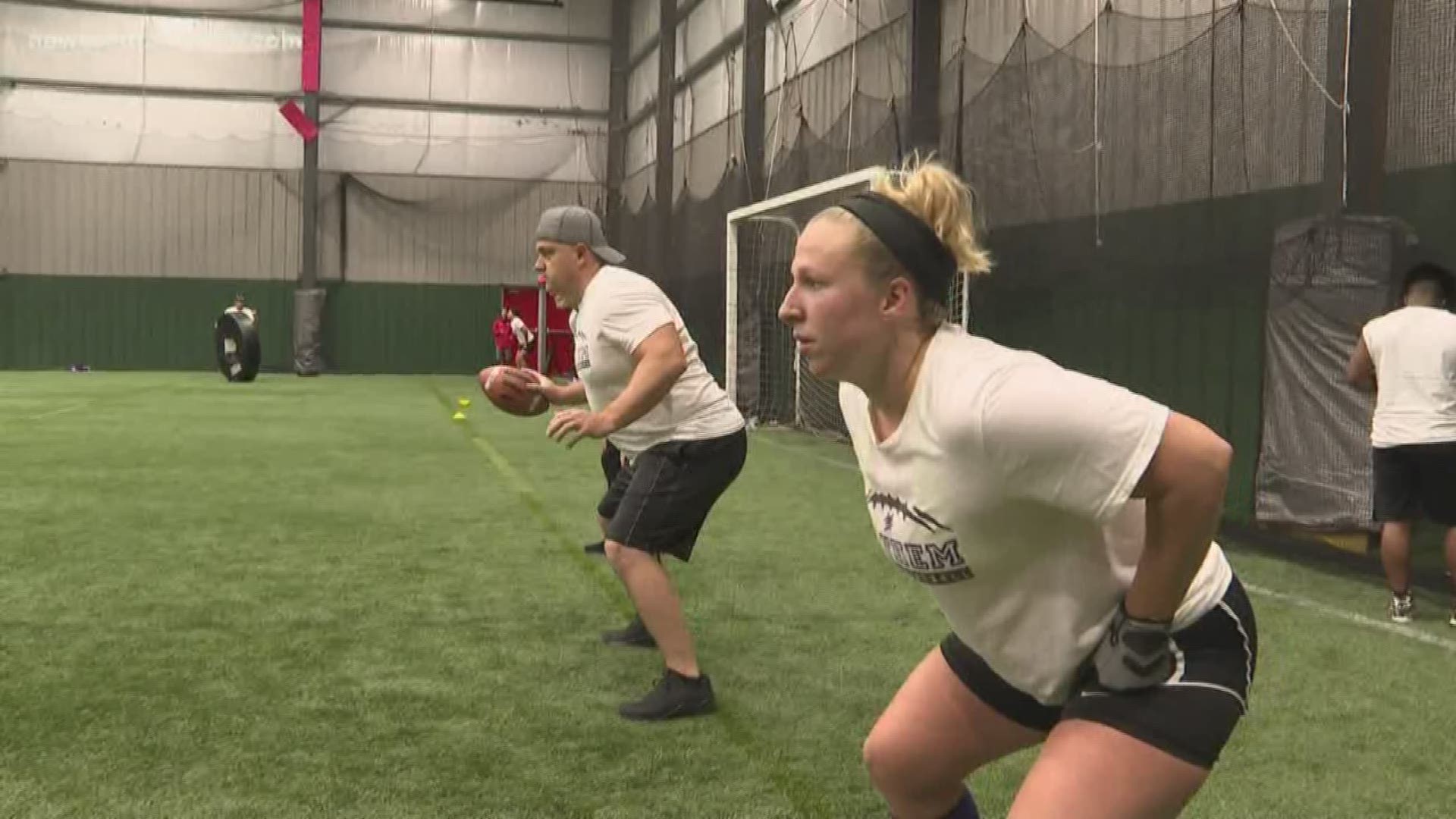 The full on tackle football team, the Maine Mayhem, is a professional women's team in Maine that's trying to get more women involved in the sport.