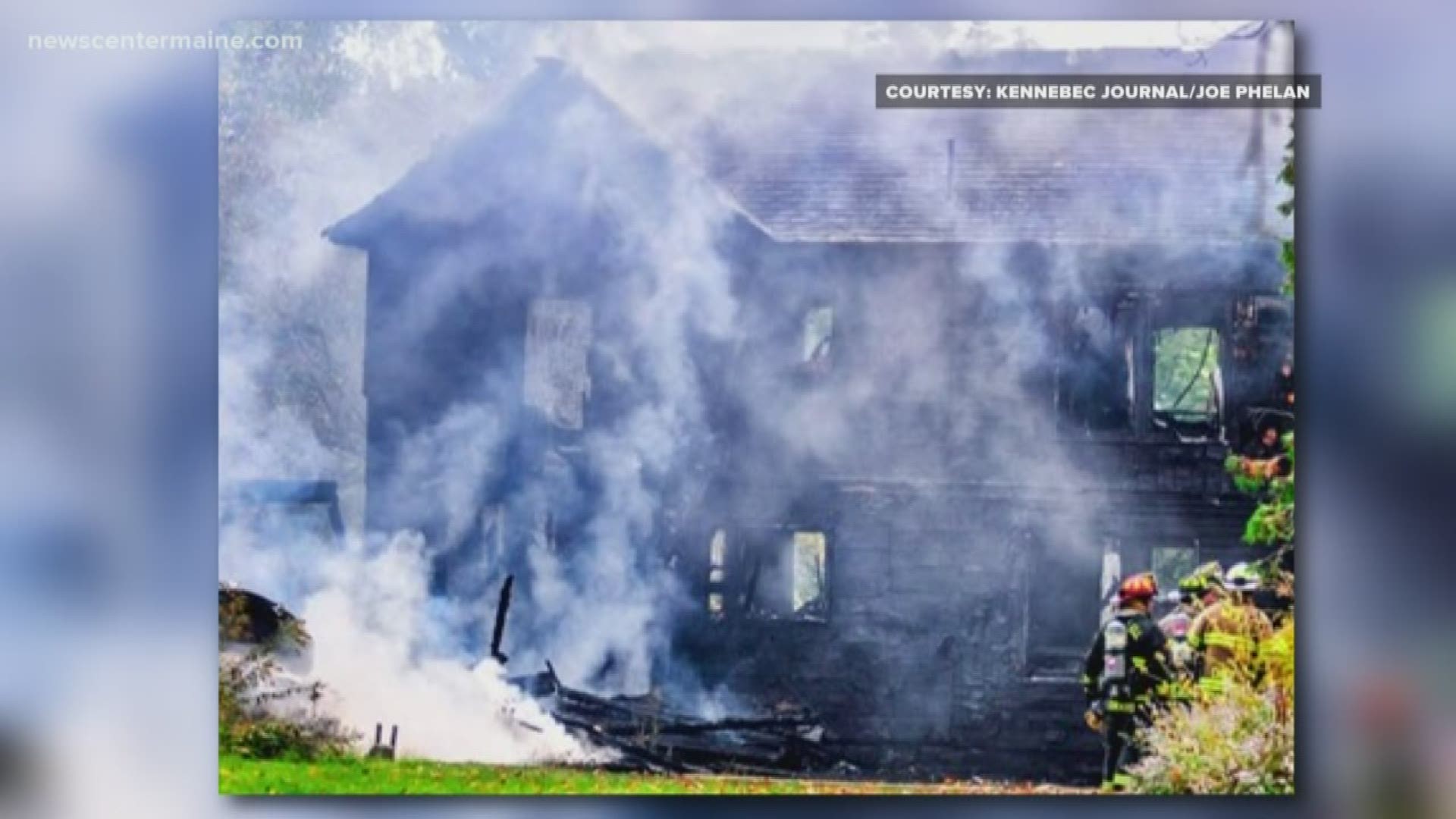 An apartment building in Hallowell is destroyed and several tenants homeless, following a cooking-related fire.