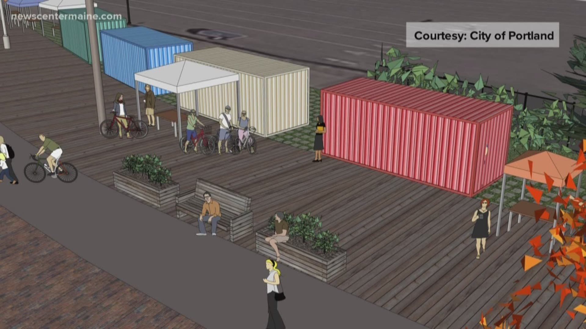 Now there's a new plan to create an inviting space outside that working waterfront zone...
a space already used by people and businesses who sell Maine-made products.