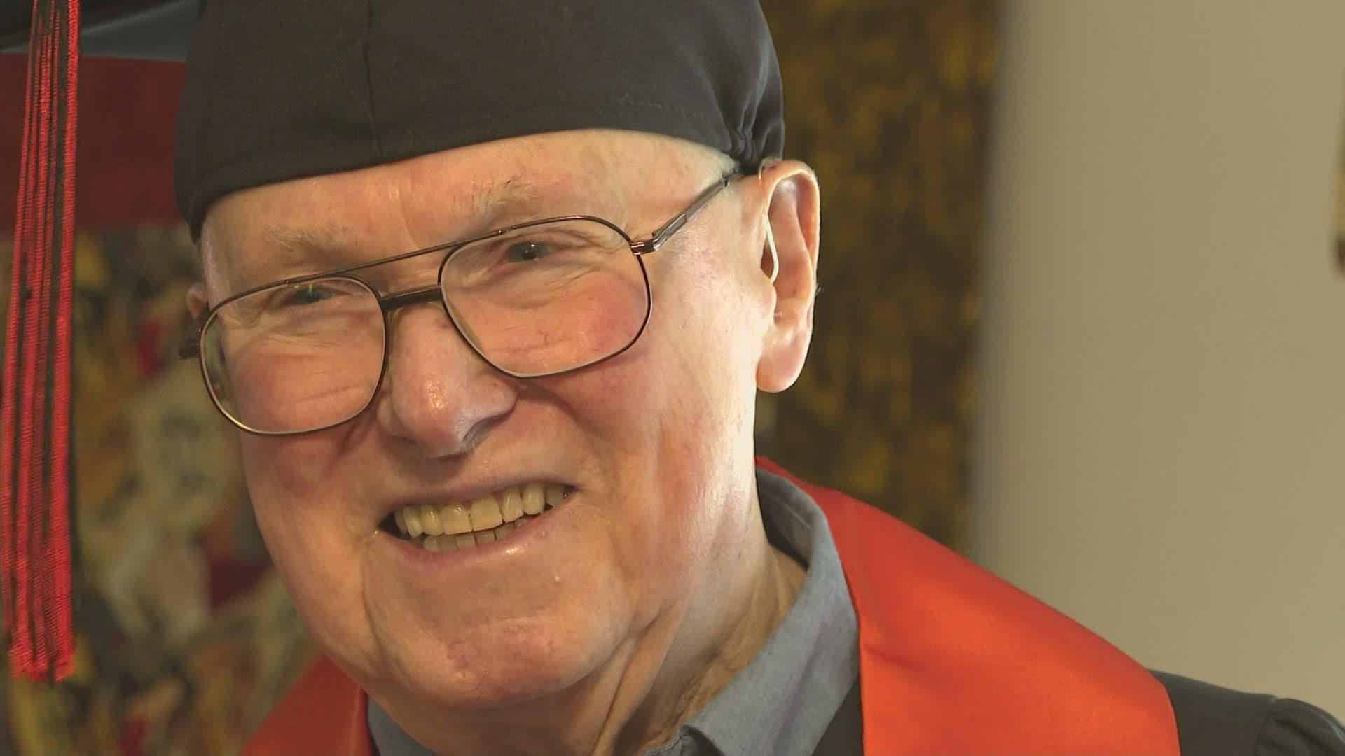 Bill Henshaw, who left high school in October of 1949, finally graduates with his diploma 72 years later.