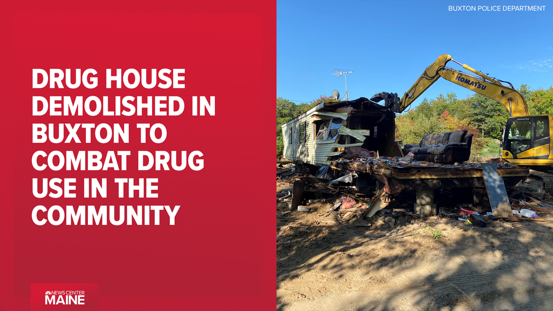 Police demolish drug house in Buxton, Maine