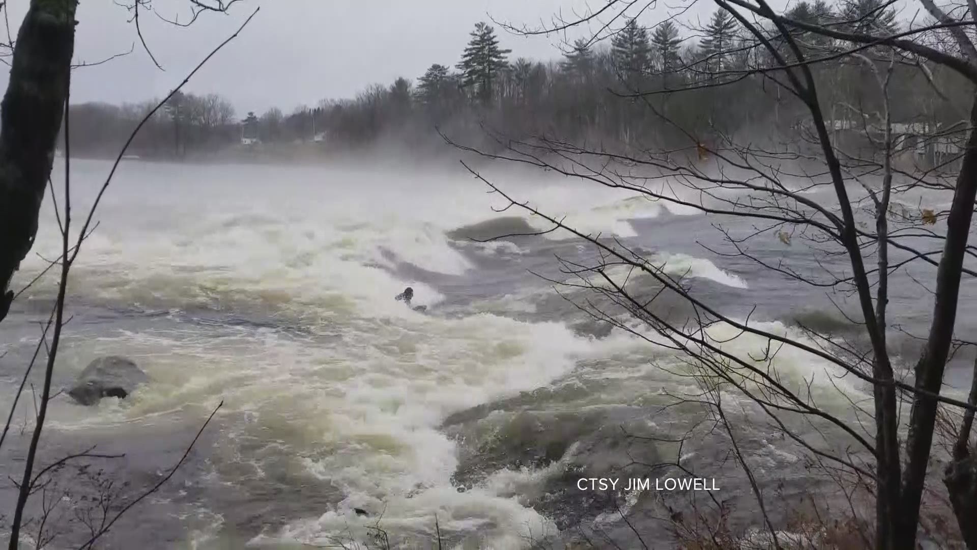 Boogie boarders braved the cold and fast Androscoggin waters for a nice ride on Saturday's Spring runoff.