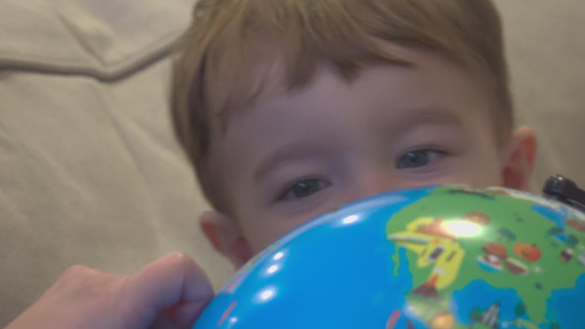 Two-year-old Max Smith will visit South America and Antarctica in February.