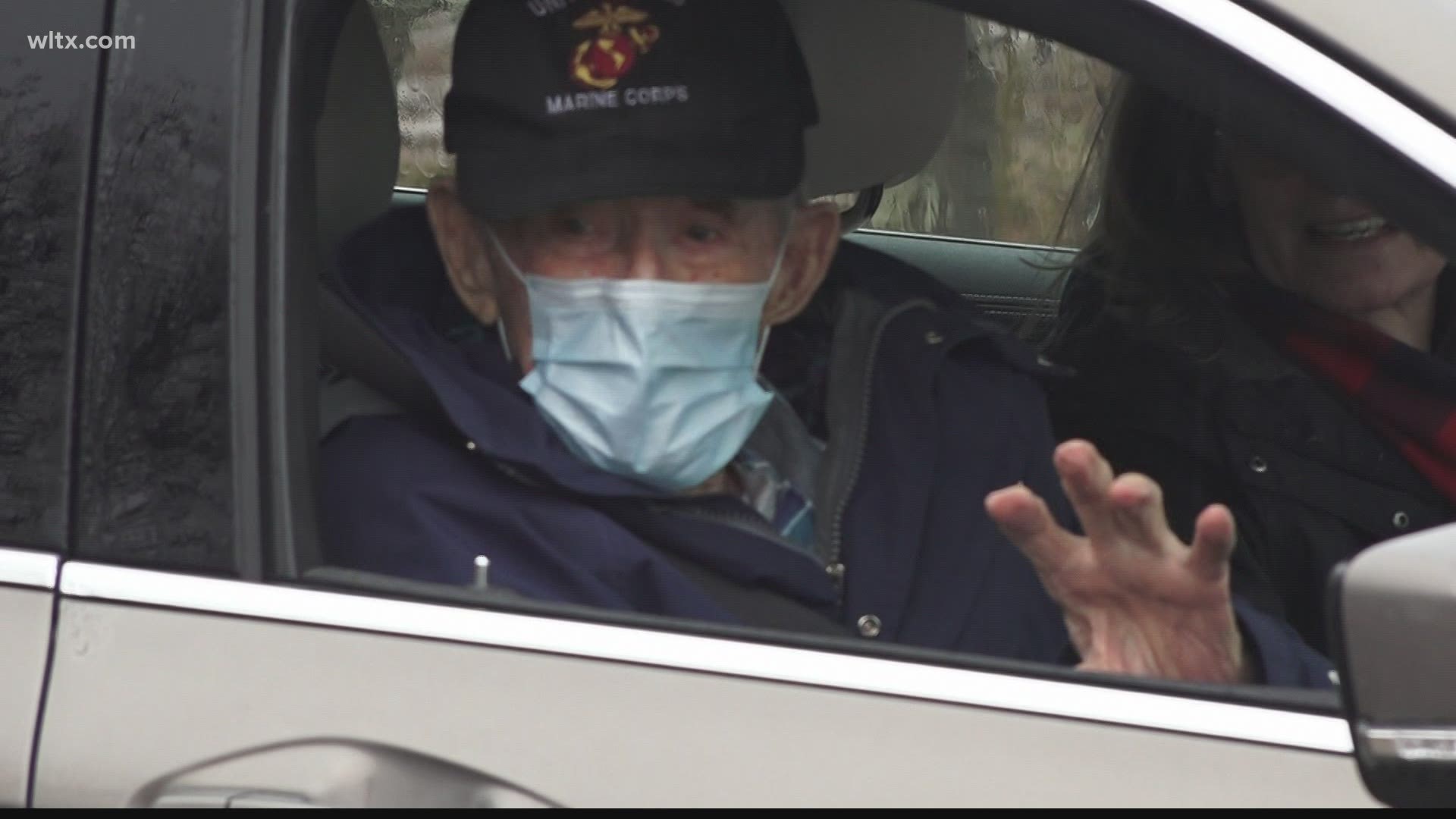 Dozens of cars drove past George Alexander's Winnsboro home to celebrate the veteran who served in World War II, Korean, and the Vietnam war.