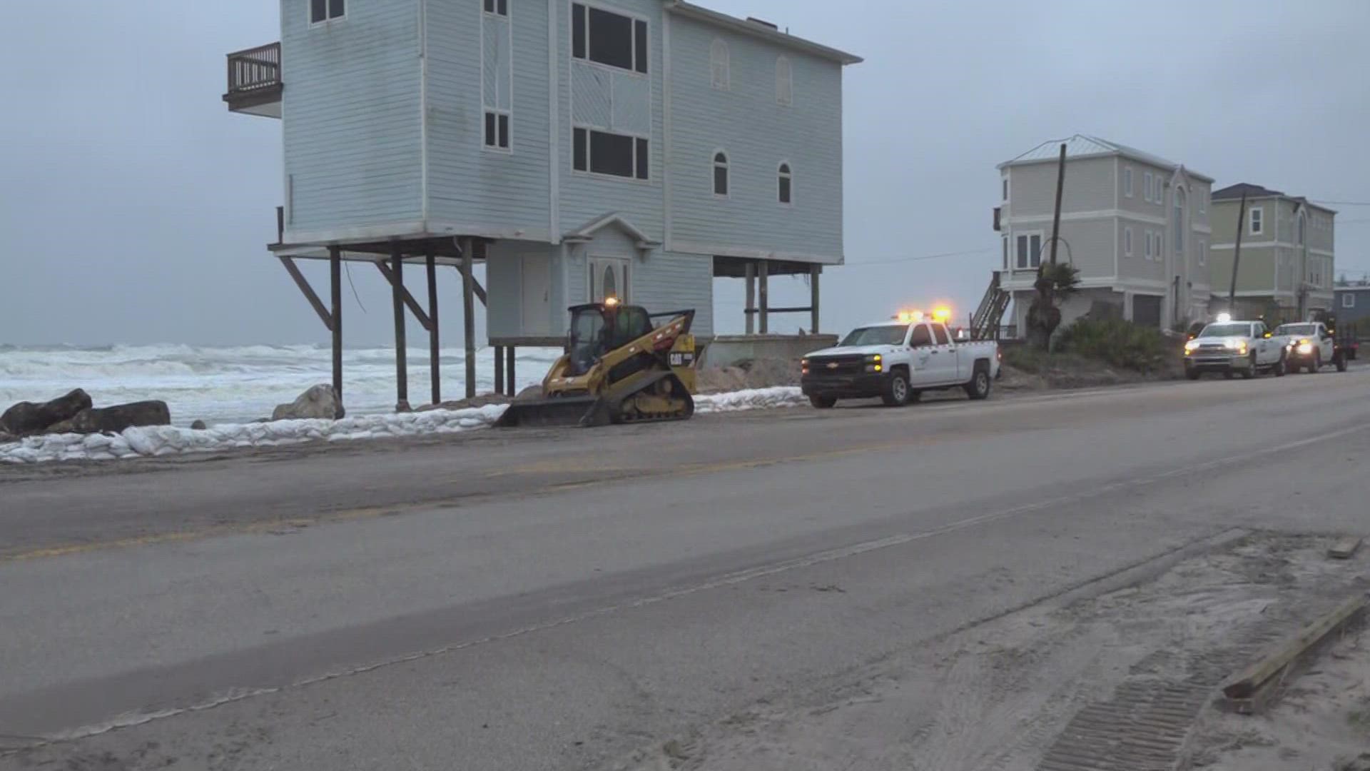 Crews are working to sandbag the area as the storm approaches.