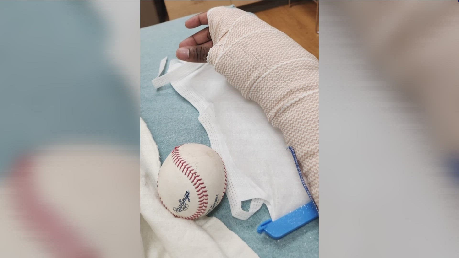 Toledoan Christopher Brown and his daughter were at a Mud Hens game when she told him not to try to catch the ball bare handed. He didn't listen.