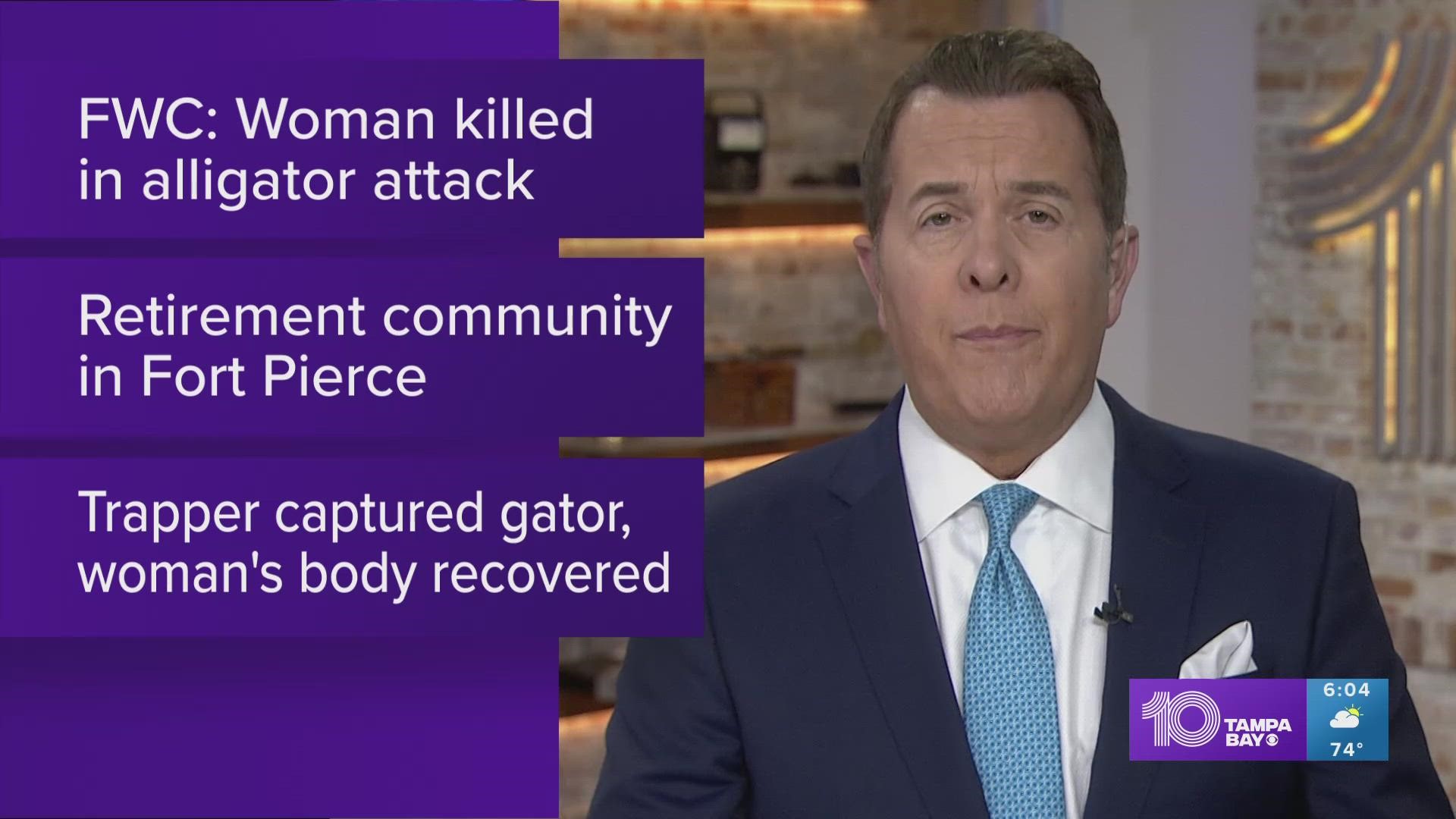 The woman was walking her dog by a pond at a retirement community when neighbors say an alligator jumped out of the water and grabbed her, according to reports.