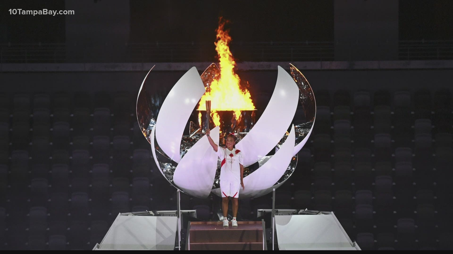 Osaka climbed the stairs to light the flame inside of the stadium in Tokyo, kicking off the much anticipated games.