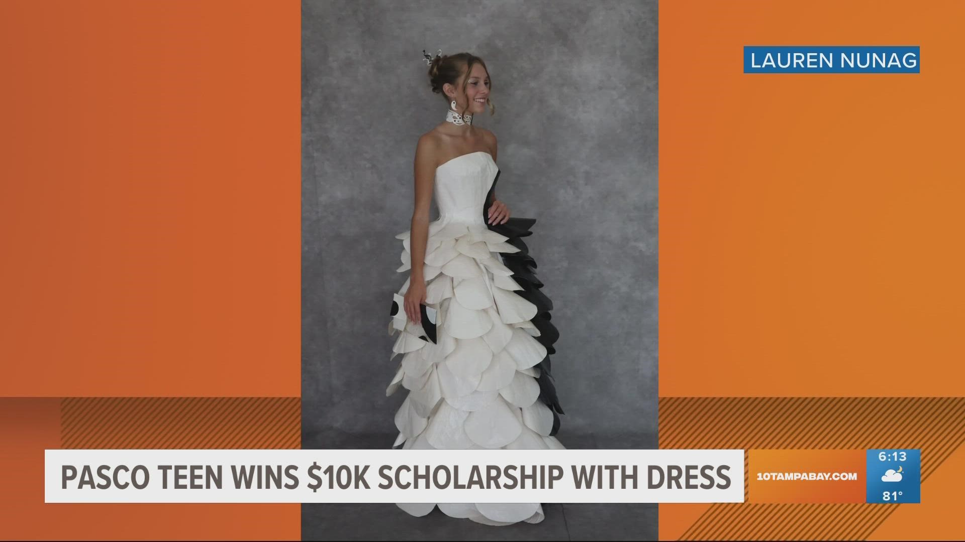It took 45 rolls of duct tape and 143 hours for Grace Vaughn to construct a floor-length ball gown.