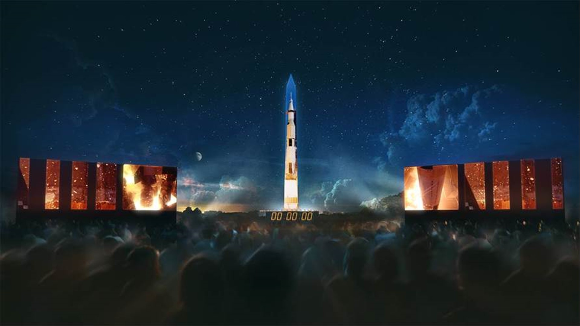 To celebrate the 50th anniversary of Apollo 11, the National Air and Space Museum is projecting a full-size 363-foot Saturn V rocket on the Washington Monument during the evening hours this week, starting at 9:30 p.m. on Tuesday.