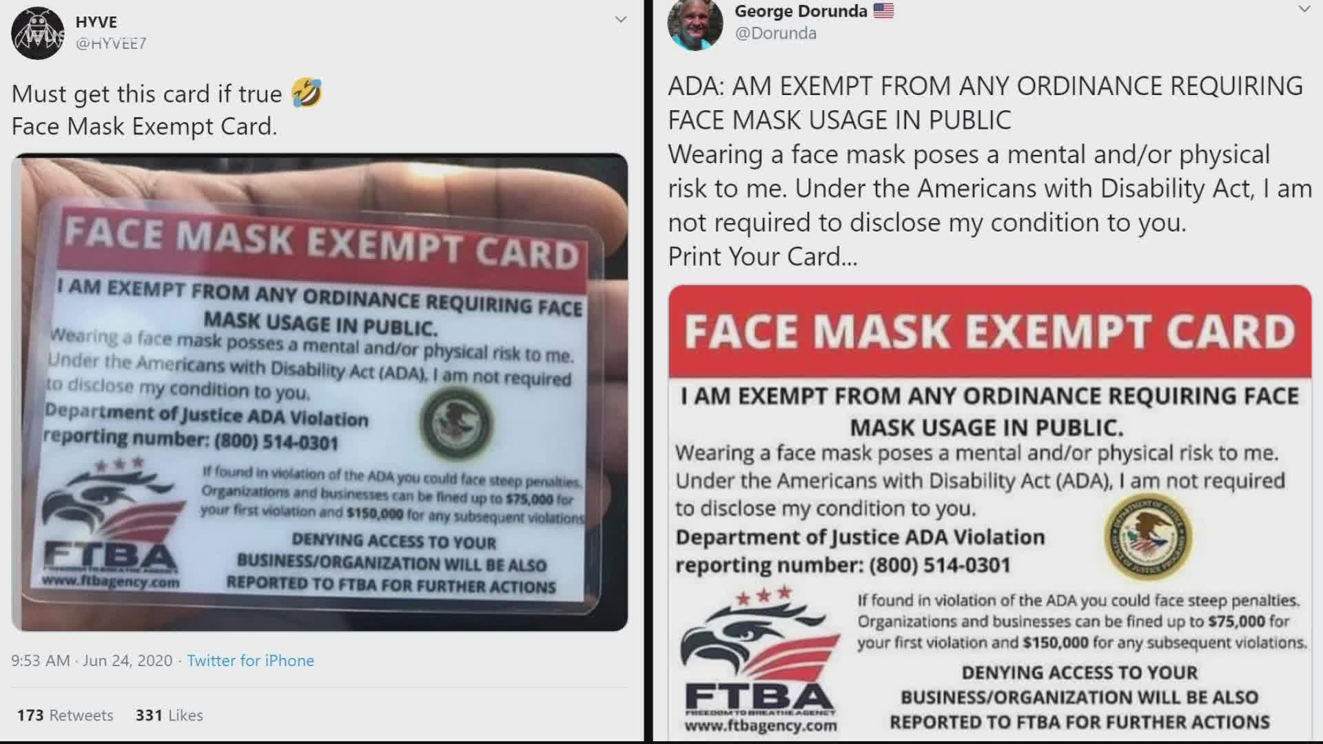 The U.S. Department of Justice said these "fraudulent facemask flyers" were not issued nor endorsed by them.