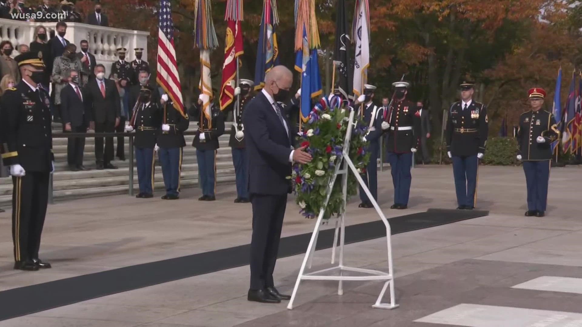 Arlington Cemetery hosts a full honors procession and joint service flyover to commemorate the 100th Anniversary of the Tomb of the Unknown Soldier.