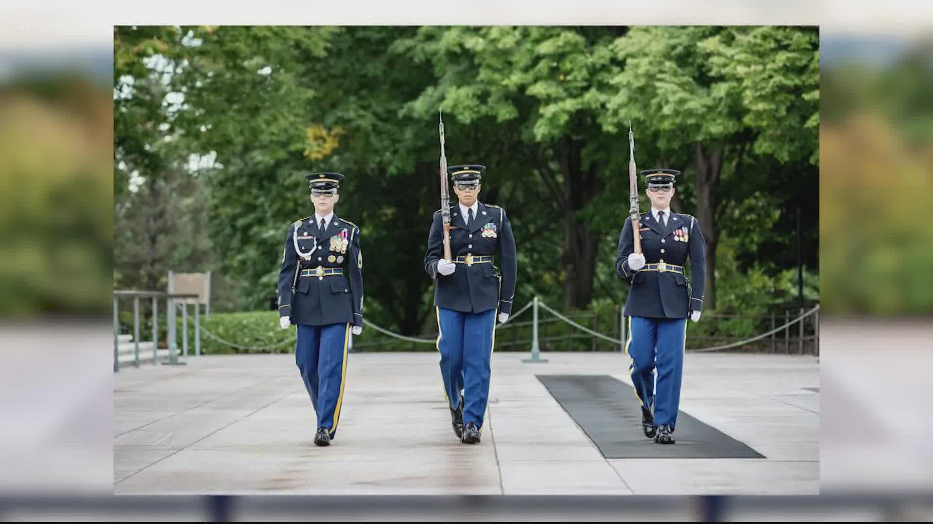 An all-female shift change happened for the first time at Arlington National Cemetery last week.