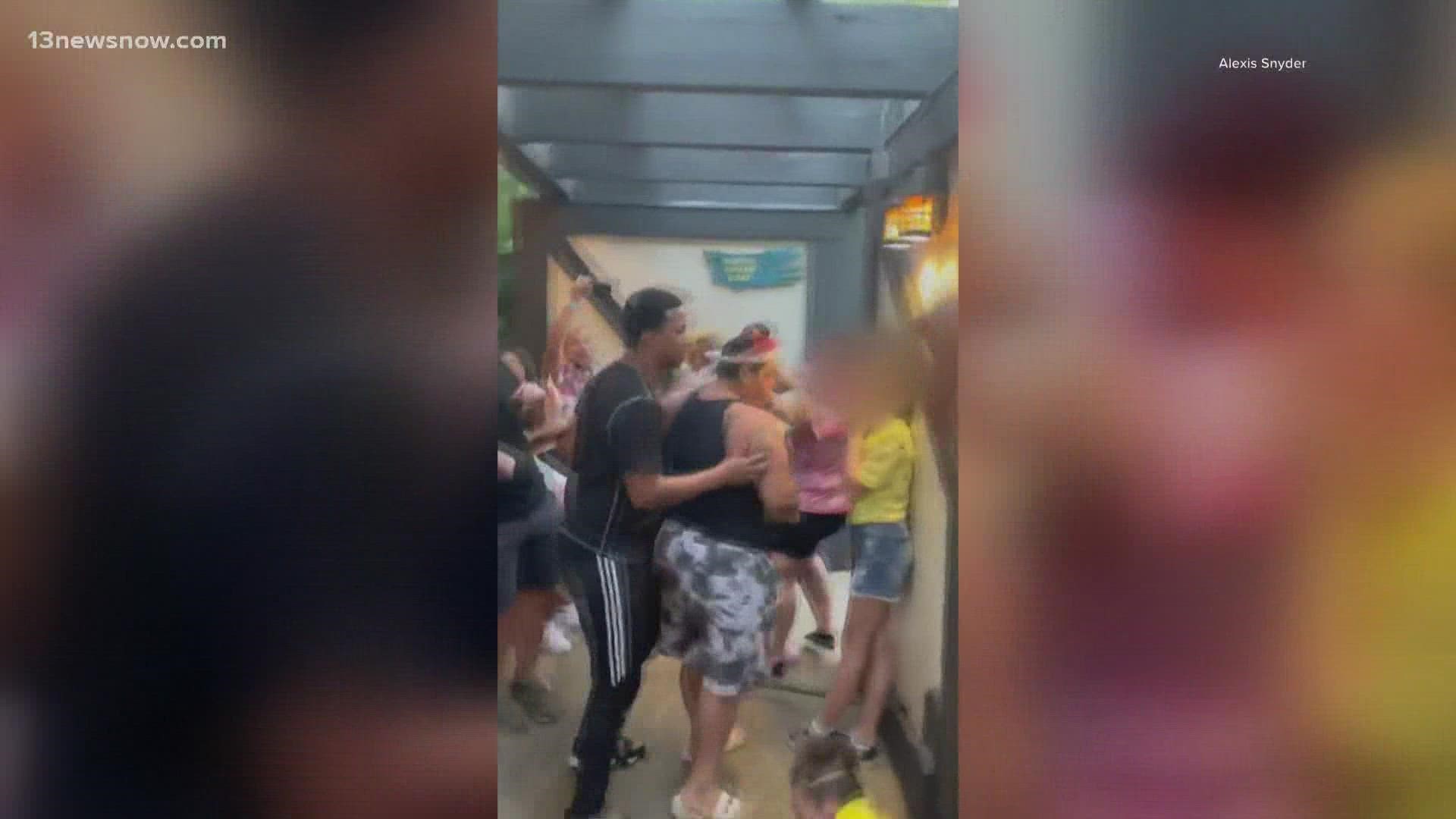 James City County police said one of the three people hurt had severe swelling and a cut near her eye. Videos posted on Tik Tok and Reddit show the intense fight.