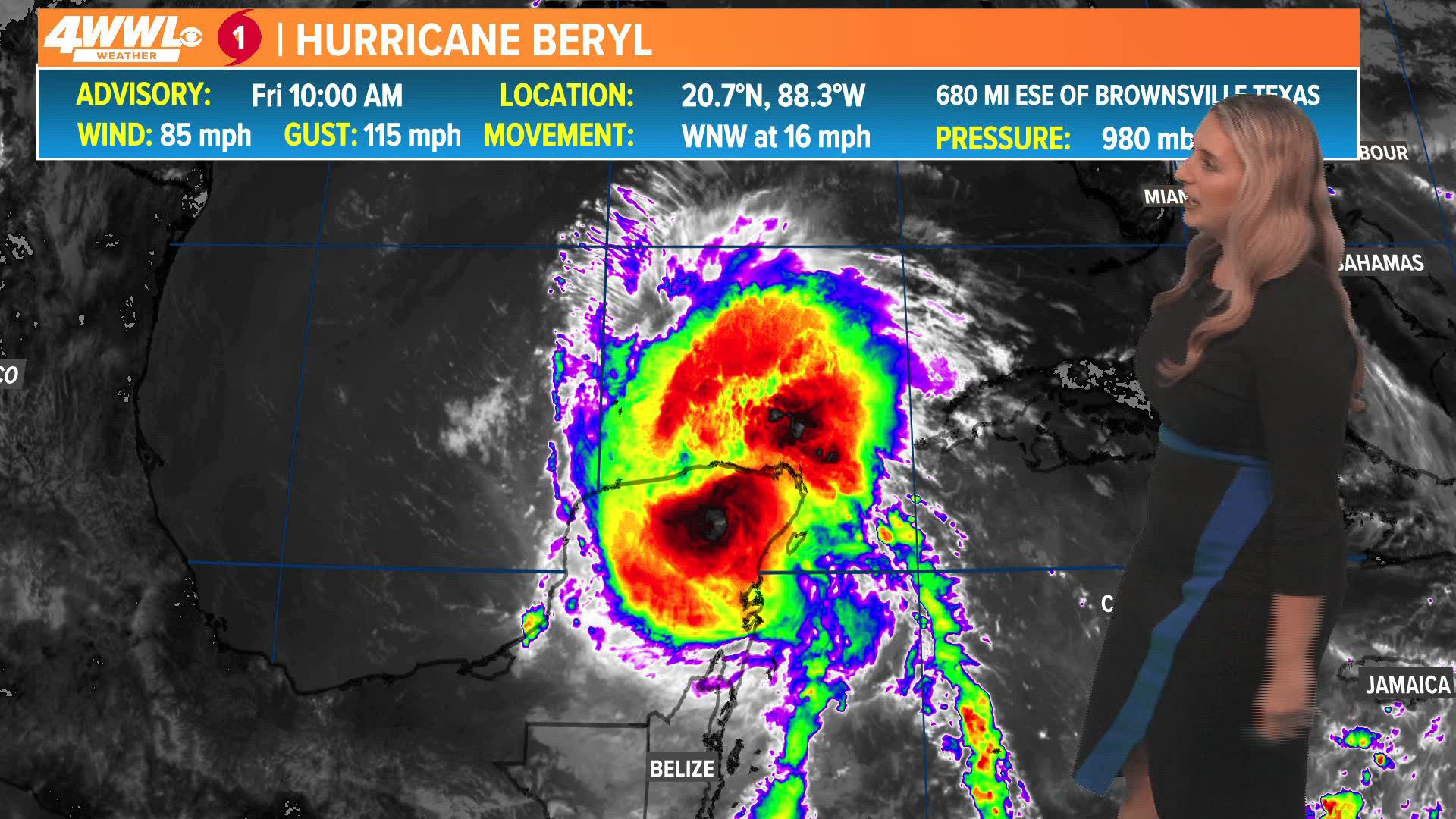 Hurricane Beryl could be a category-1 or a weak category-2 storm when it strikes south Texas this weekend or Monday.