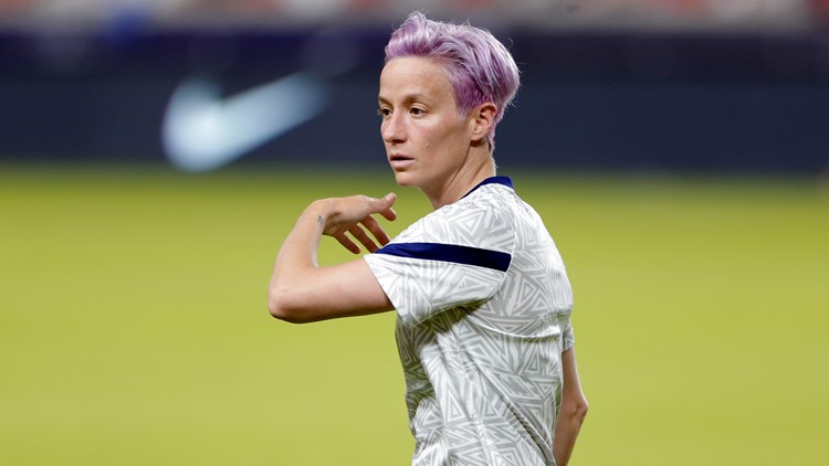 Megan Rapinoe reacts after USWNT opener against Sweden at Olympics